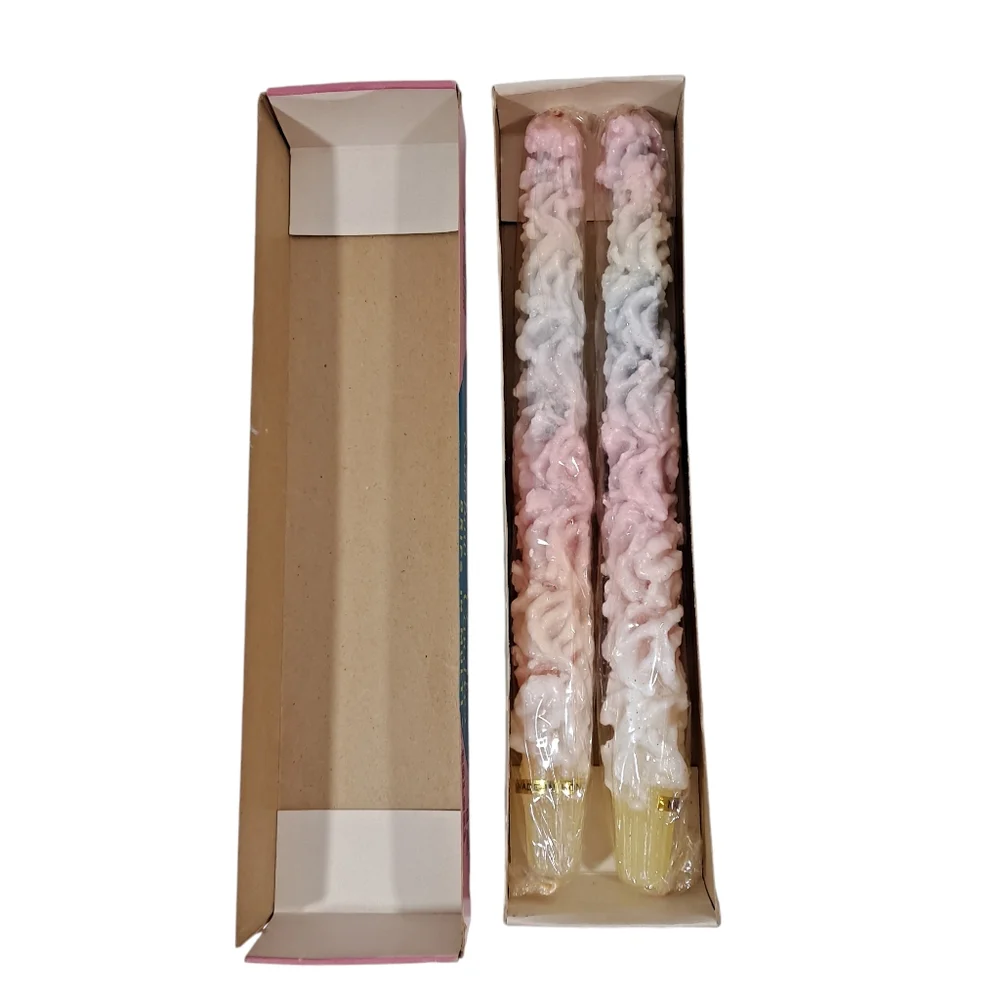 Vintage Yuletide Rainbow Candles Drip Multicolor Wax Taper Candles 12